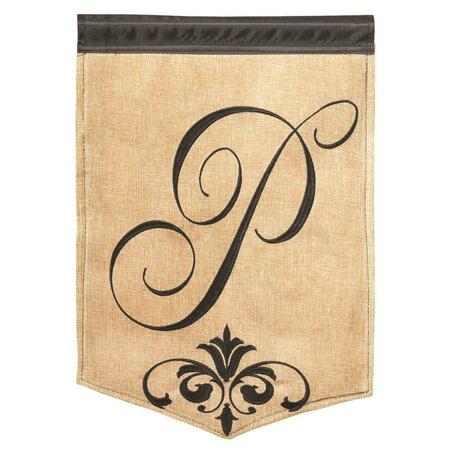 RECINTO 13 x 18 in. Double Applique Monogram P Burlap Garden Flag RE2932904